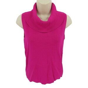 Norton McNaughton Womens Small Pink Ribbed Cowl Neck Sleeveless Sweater Shirt